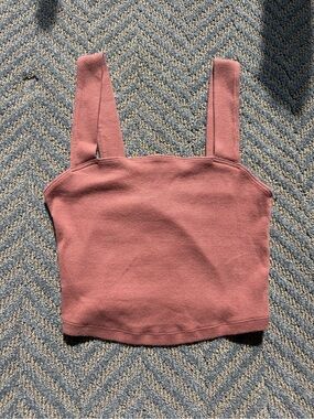 Abercrombie & Fitch Rose Knit Square-Neck Crop Tank